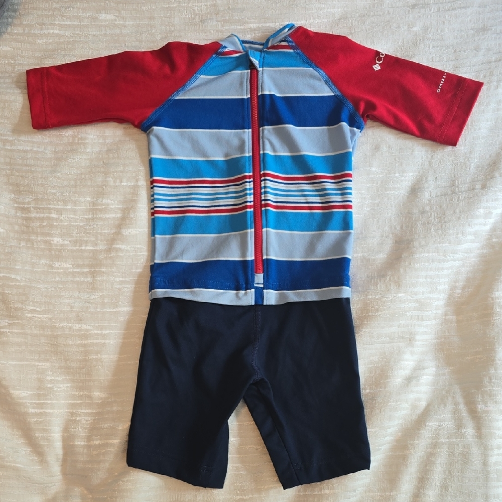 Columbia Red and Blue Rashguard Swimwear